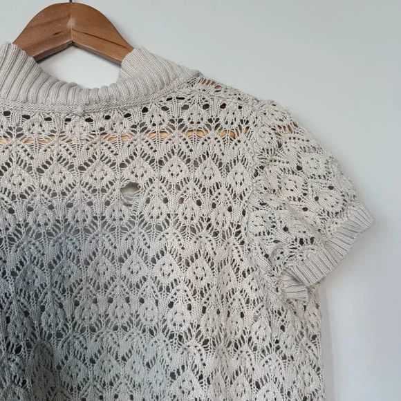 3/$20⚡️ Croft & Barrow Cream Knit Short Sleeve Cardigan Festival Boho Bohemian - Picture 12 of 15